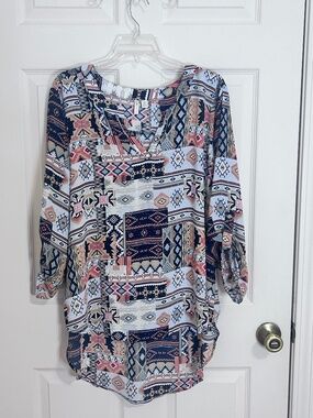 Cato Est. 1946 Multi Colored PatchworkBlouse